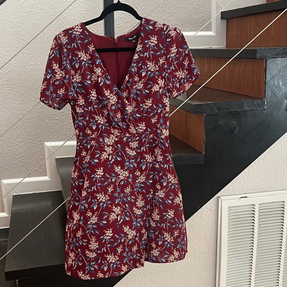 Madewell Burgundy Floral Mini Dress